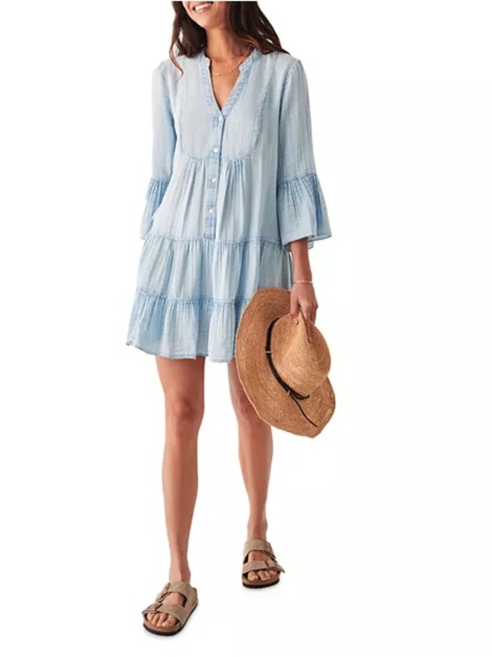 EUC Faherty Kasey Organic Cotton Tiered Dress. Size Large.